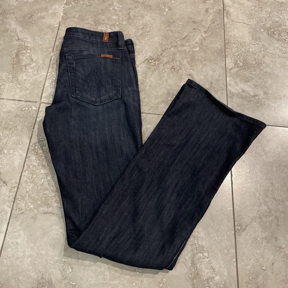 7 For All Mankind A Pocket Dark Wash Bootcut Low Rise Jeans W 28 x L 34 - Picture 8 of 10